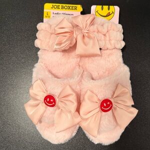 Joe Boxer Pink Bow slippers Size L 9/10